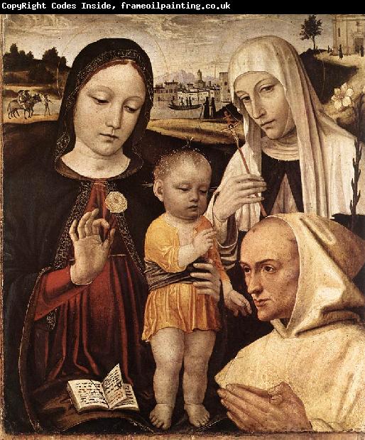 BORGOGNONE, Ambrogio Madonna and Child, St Catherine and the Blessed Stefano Maconi fgtr